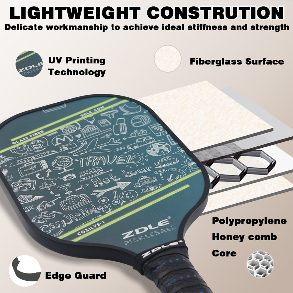 Professional Pickleball Paddle Set with Fiberglass Paddles and Polymer Honeycomb Core - Ideal for Outdoor Games, Family Fun, and Gifts for Adults