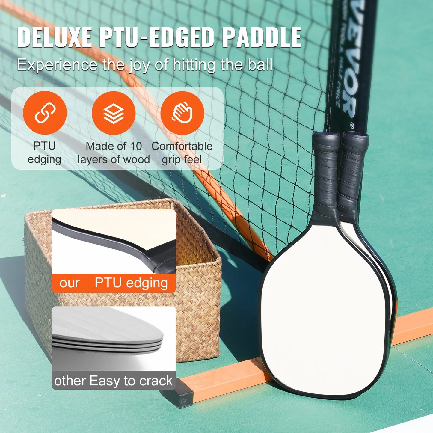 VEVOR Pickleball Net Set, 22FT Regulation Size Portable Pickleball System with Carrying Bag & Balls & Paddles, Weather Resistant Steady Metal Frame & Strong PE Net, for Outdoor Backyard Driveway